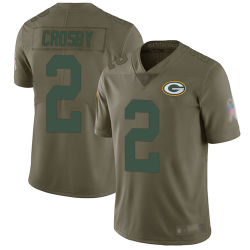 Green Bay Packers Limited Olive Men #2 Crosby Mason Jersey Nike NFL 2017 Salute to Service